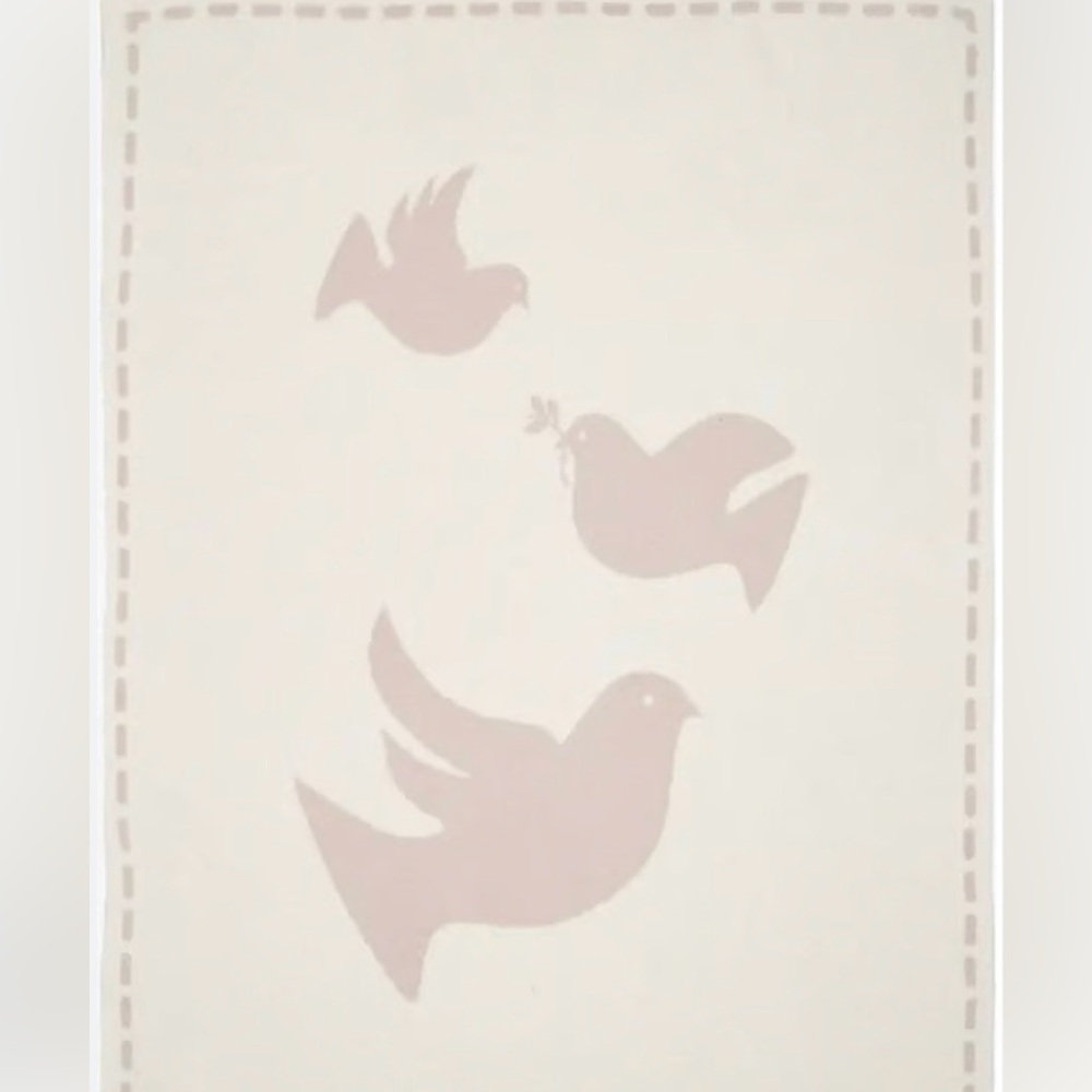 Barefoot Dreams CozyChic Prayer Dove Cream Pink Blanket Covered in Prayer